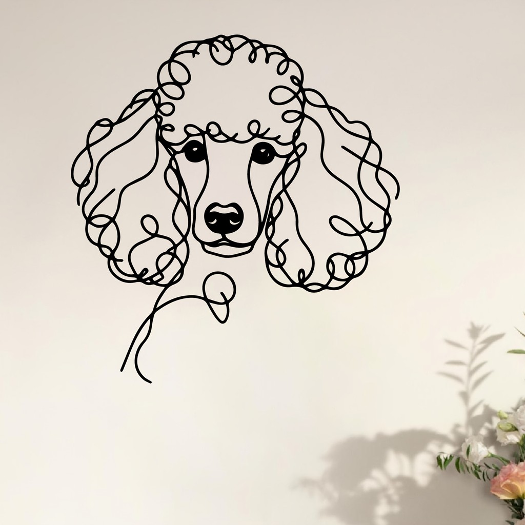HELLOYOUNG Poodle Metal Wall Art Decor , Escultura De Ferro À Prova De Ferrugem Para Ambientes Internos E Externos , Ide