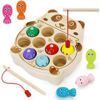Jogo de Pesca Magnética de Madeira, Brinquedo de Pesca Magnética Panda para Crianças de 3 a 5 Anos, Educação Montessori 