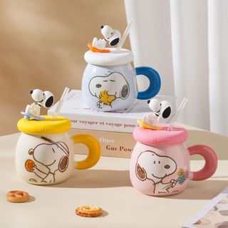 Caneca autêntica do Snoopy, xícara de cerâmica criativa, presente de aniversário de alto valor para casais, caneca com t