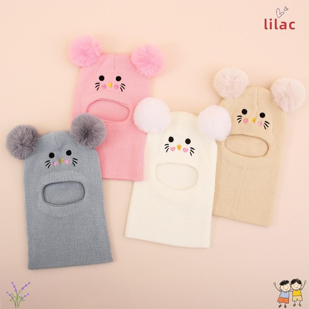 Chapéu De Malha LILAC , Bonés De Proteção De Ouvido À Prova De Vento Com Pompom Duplo , Capa Completa Para Pescoço E Cab