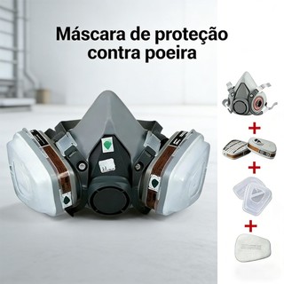 Máscara de proteção industrial contra poeira, equipada com filtro de carvão ativado