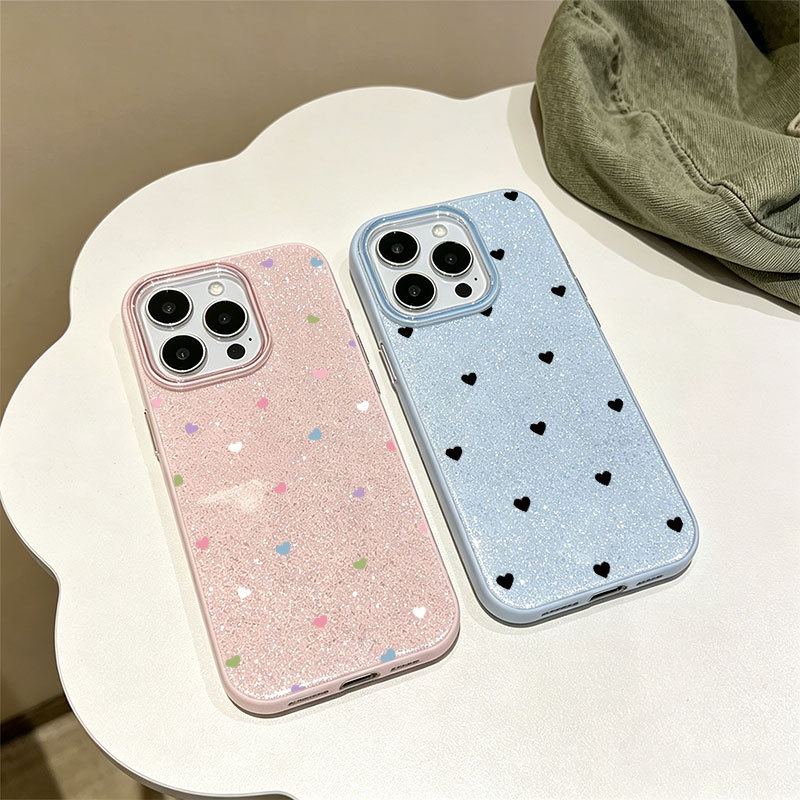 Caso Glitter Para Samsung S26 Ultra S25 S24 Plus S23 FE S22 S21 S20 A17 A07 A06 A15 A16 A56 Ditsy Corações Luxo Capa Mac