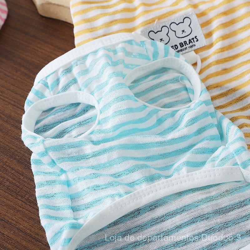 Roupa respirável para cães com argola para coleira, colete listrado com blocos de cor para Bichon, roupa de primavera de