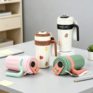 Caneca Térmica 650ml Inox com Alça e Termômetro Digital para Trabalho e Escola