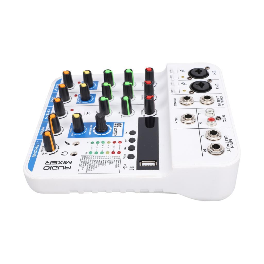 photop-BR Matybobe Mixer de som de 4 canais DSP Reverb digital USB BT Módulo MP3 XLR 6,35 mm Entradas de 3,5 mm 48V