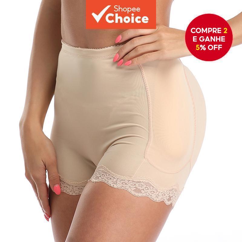 Calcinha de Renda com Enchimento para Levantar Bumbum e Modelar Quadris, Controle de Cintura Alta, Roupa Íntima