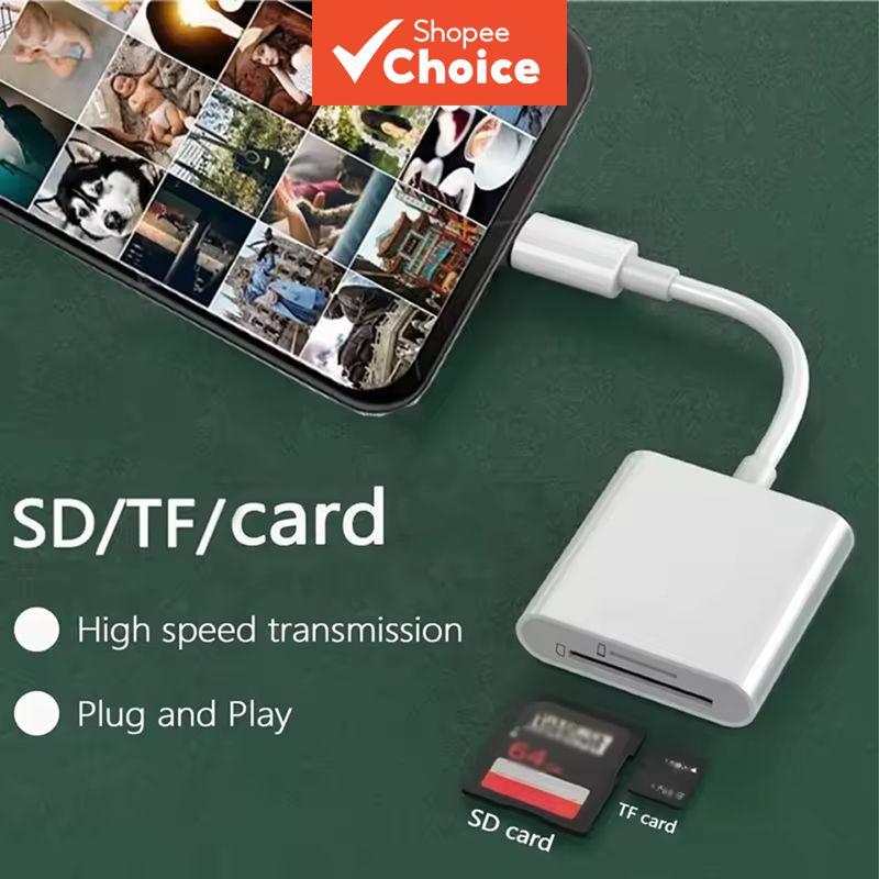 Leitor de cartão Tipo C 2 em 1 Adaptador SD/TF para iPhone, Huawei, Samsung, iPad, tablet, Macbook e celulares USB-C