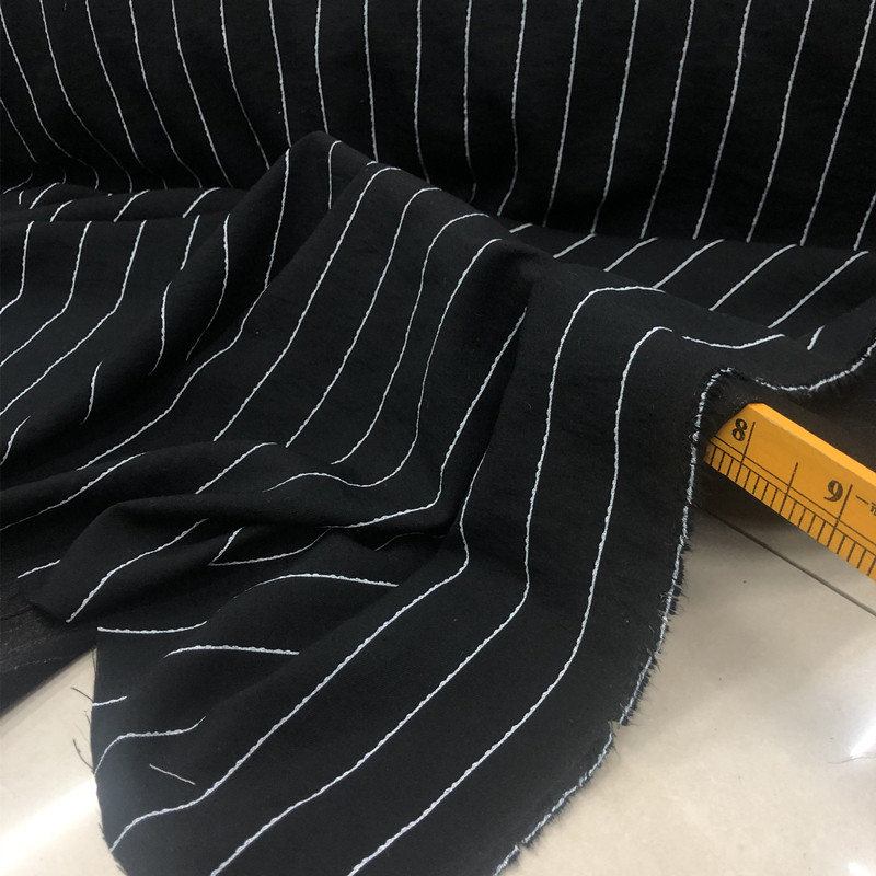 Verão fino preto listras verticais listras largas Tencel algodão moda algodão respirável camisa saia Designer tecido