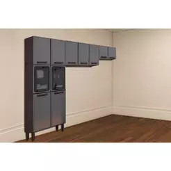 Cozinha Completa Estilo 3 Peças (2Aéreos+1Paneleiro) CPT90 Cinza/Grafite - Bertolini