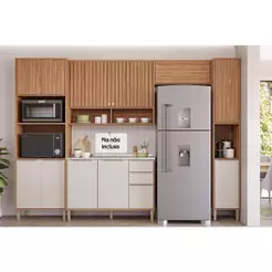 Cozinha Completa Divina 5 Peças (2Aéreos+1Balcão+1Paneleiro+1TorreQuente) C5P185 Freijo/Off White - MGM