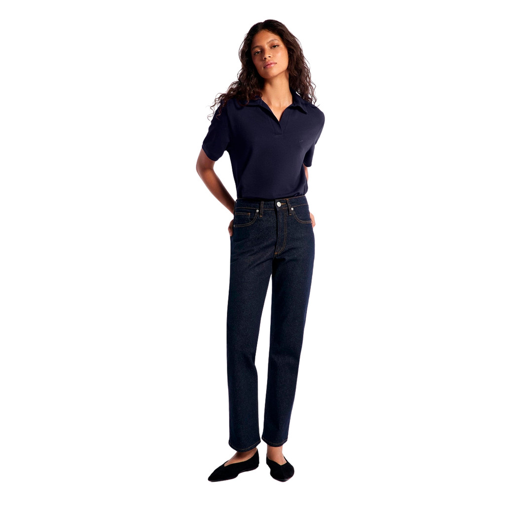 Blusa Polo Hering Feminina Azul Regular Piquet