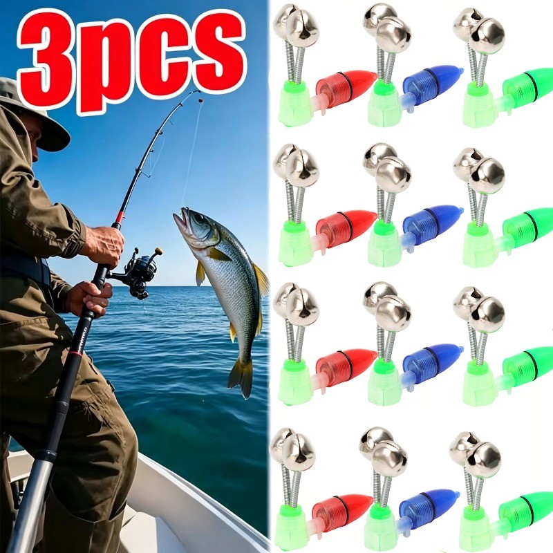Alarmes De Pesca Noturna Com Luz LED-Clipe De Som Alto Na Vara-Acessórios Alarme De Mordida De Sino Duplo Altamente Sens