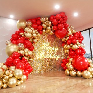 Conjunto de balões festivos dourados vermelhos, aniversário, festa, abertura, evento de casamento, arco, decoração, supr