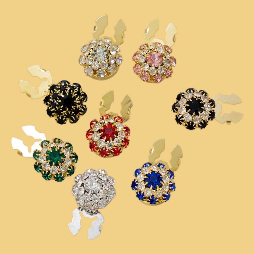 Cogumelo Strass Botão Capa Conversível Abotoaduras Liga Flor Botões Decorativos Camisa Terno Clipes Acessórios DIY