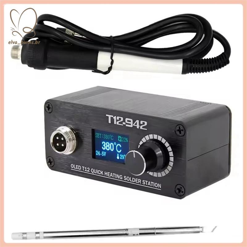 [elva_burns.br] T12-942 MINI Estação De Solda OLED Ferro Eletrônico Digital Versão DC Portátil Com Fonte De Alimentação