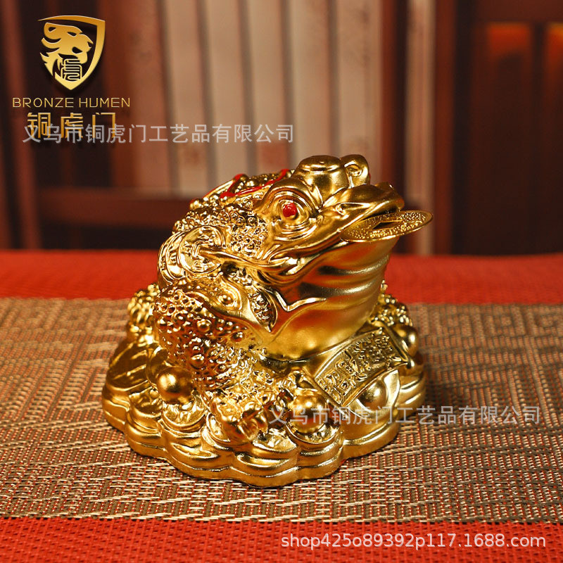 2026 novo estilo 2026 ornamentos de sapo dourado pequeno sapo de três pernas abertura presente cigarra dourada loja escr