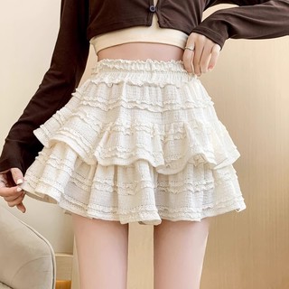 Renda estilo balé saia feminina verão 2026 novo estilo bolo saia Puff cintura alta mais magro olhar princesa saia curta