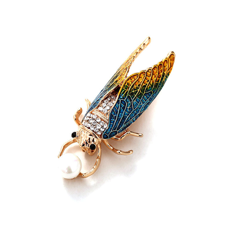 Feito à mão óleo gotejamento inseto Blockbuster dourado cigarra Cardigan jaqueta saber broche unissex acessórios moda pi