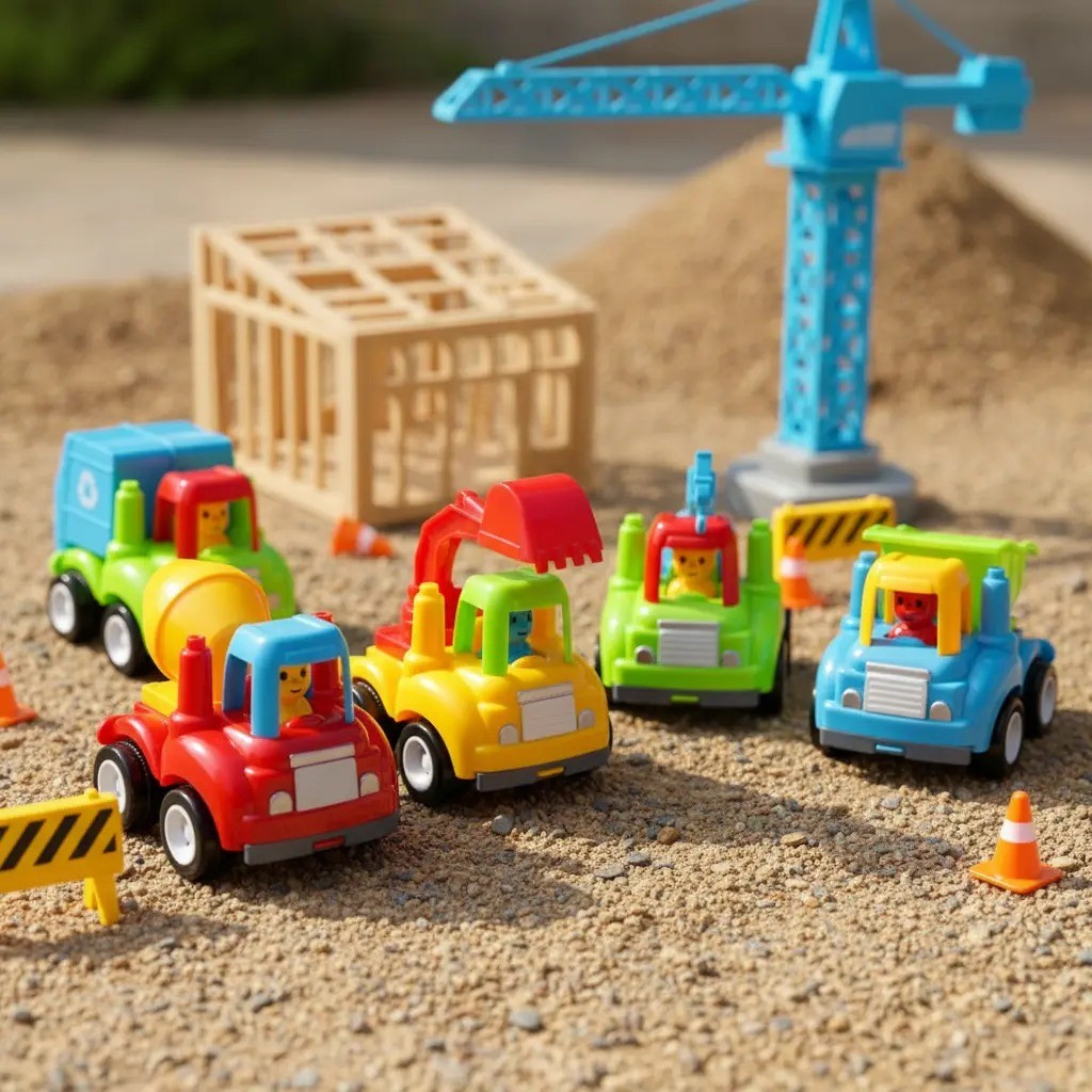 Mini Caminhão Fricção Articulado Infantil Trator Escavadeira Caçamba Guindaste Carrinho p/ Bebê