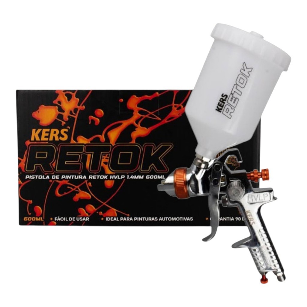 Pistola de Pimtura Retok HVLP 1.4mm 600ml kers