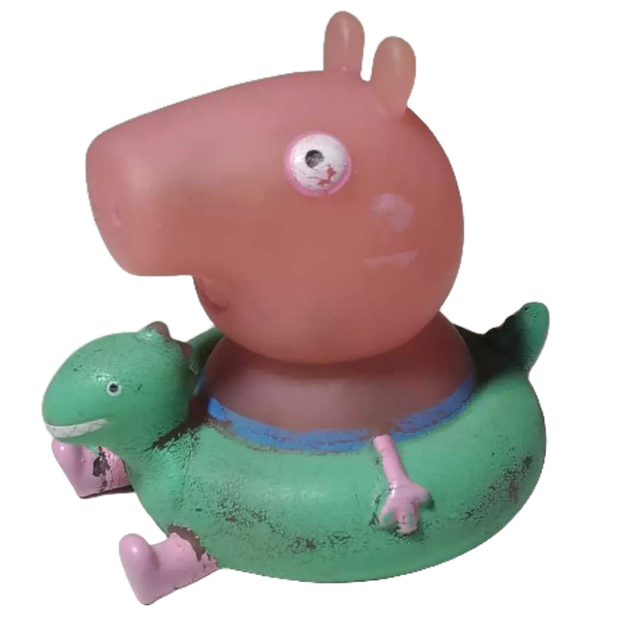 Boneco Borracha 2003 Peppa Jorge Pig Com Boia Dinossauro Original AVARIA NO ESTADO Raro