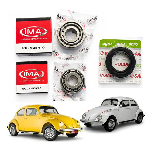 Kit Rolamento (1 Roda) Dianteira-fusca 1200/1300 5 Furos Sistema Manga Eixo