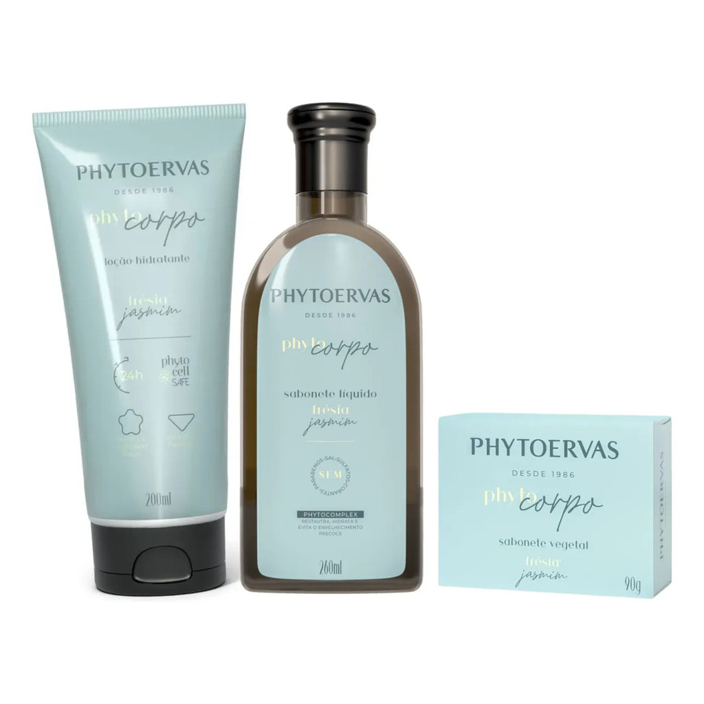 Kit Phytoervas Jasmim, Sabonete Liquido, Loção E Sabonete