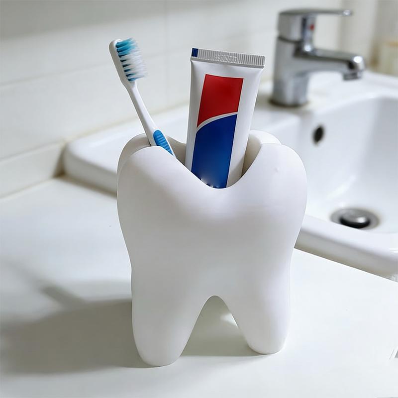 [largeloohg] Suporte De Escova De Dentes Em Forma De Dente Organizador Porta Caneta Plástico Maquiagem Armazenamento Ra 