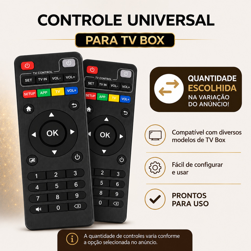 Controle Remoto Universal Smart TV Box 4K C/ Botões Inteligentes | Prontos para Uso