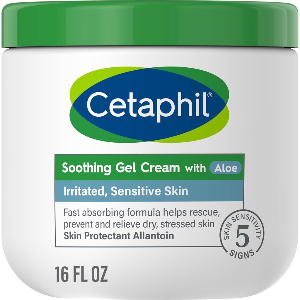 Cetaphil Gel-Creme Calmante com Aloe Vera, Acalma e Hidrata Instantaneamente a Pele Sensível, Sem Fragrância e Sem Parab