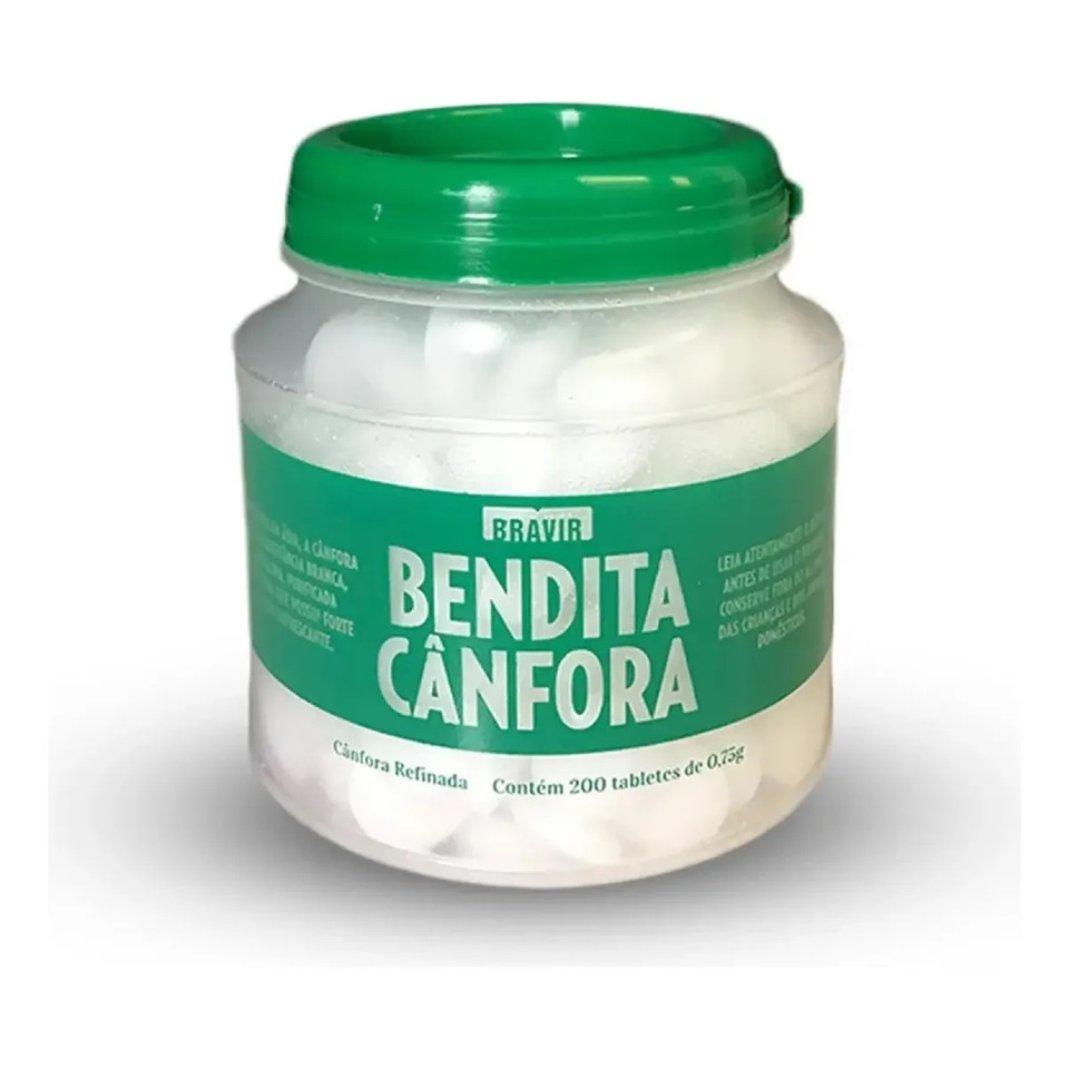 Pastilhas Bendita Cânfora Bravir 200 Tabletes De 0,75g