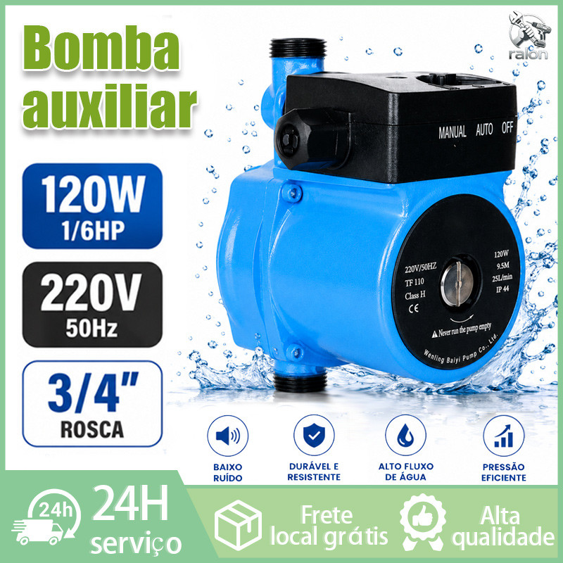 1/6HP Bomba Pressurizadora Automática Quente Frio 1600l/h 120wats 3/4'' Pressurizador Água 220V