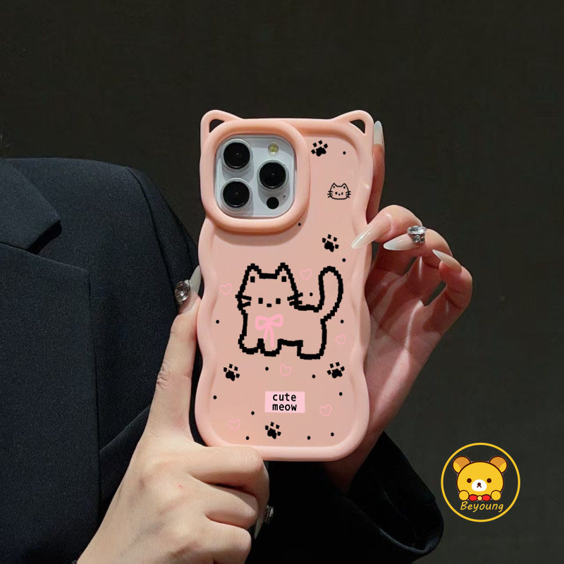 Capa De Telefone Com Orelhas De Gato Onda 3D Para Samsung Galaxy S26 S25 S24 S23 S22 S21 S20 Ultra FE S10 Plus S10E 5G 4