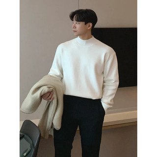 Terno coreano suéter de fundo masculino meia gola alta Slim fit suéter de manga comprida macio ceroso núcleo-sp