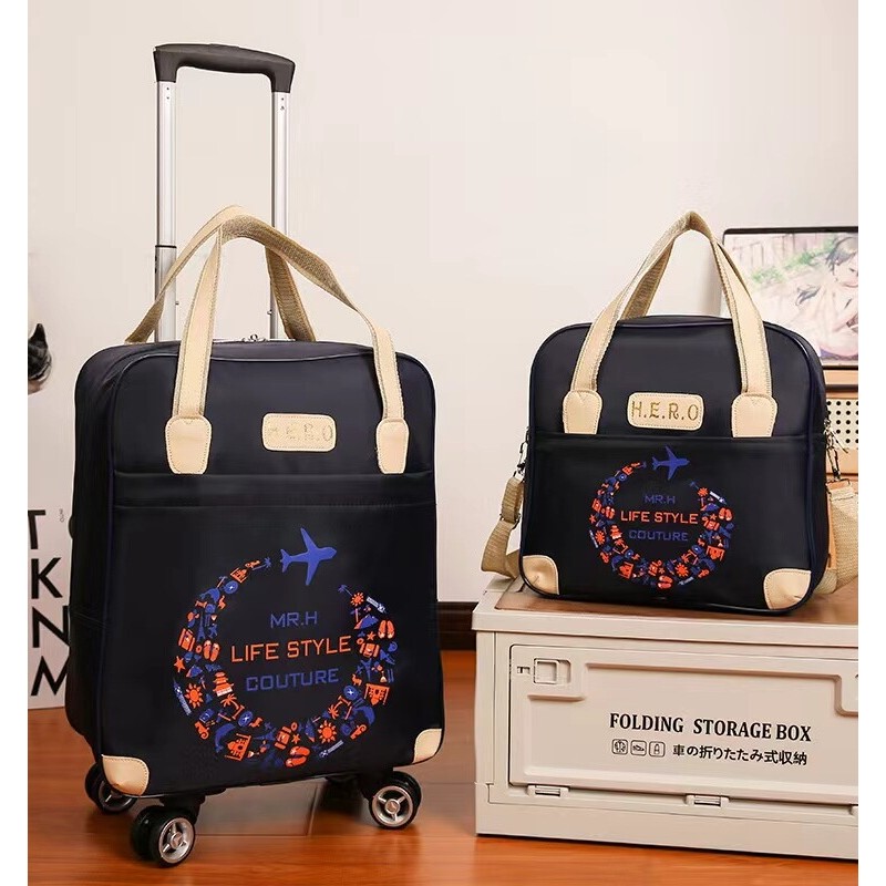 Pequeno carrinho de 4 rodas saco de viagem Oxford girando saco de bagagem 67cm saco de embarque passeio viagem c