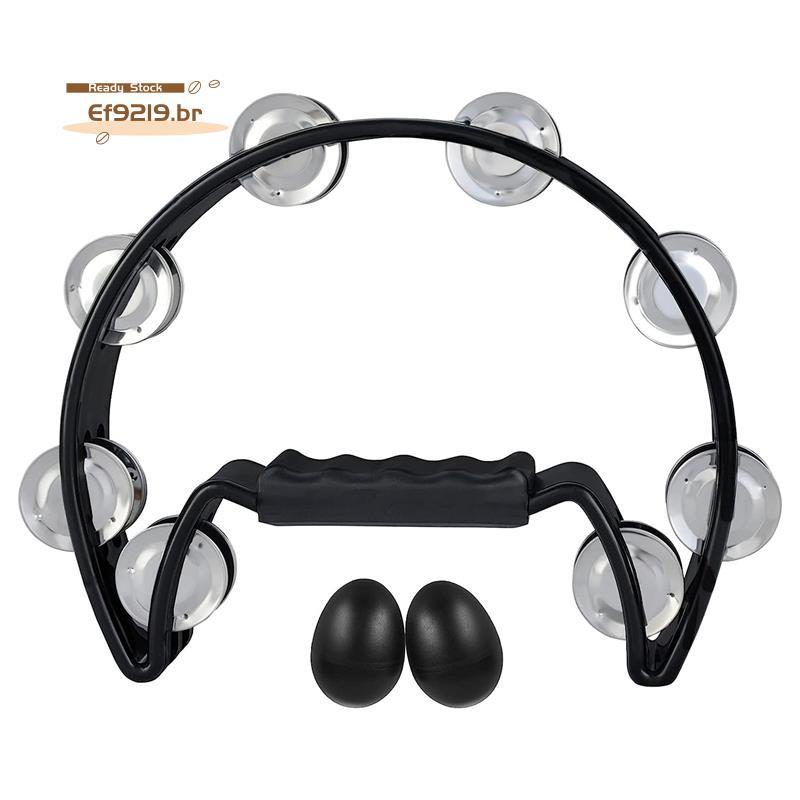 [Oferta Especial E] Tambourine , Jingles De Metal , Percussão Portátil , Pandeiro Meia Lua Agitadores De Ovos Para Crian