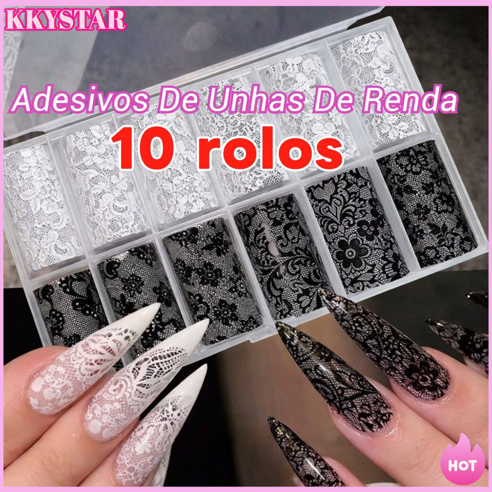 Adesivos Para Unhas , Folhas De Pretas E Brancas Com Estampa De Leopardo,Decalques De Manicure Design De Renda