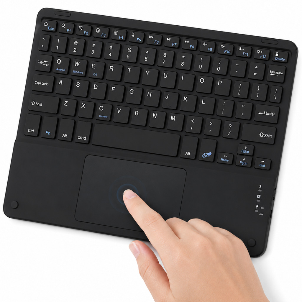 Teclado Slim Bluetooth Recarregável com Touchpad ABNT2 PT-BR para Tablet, Notebook ou PC