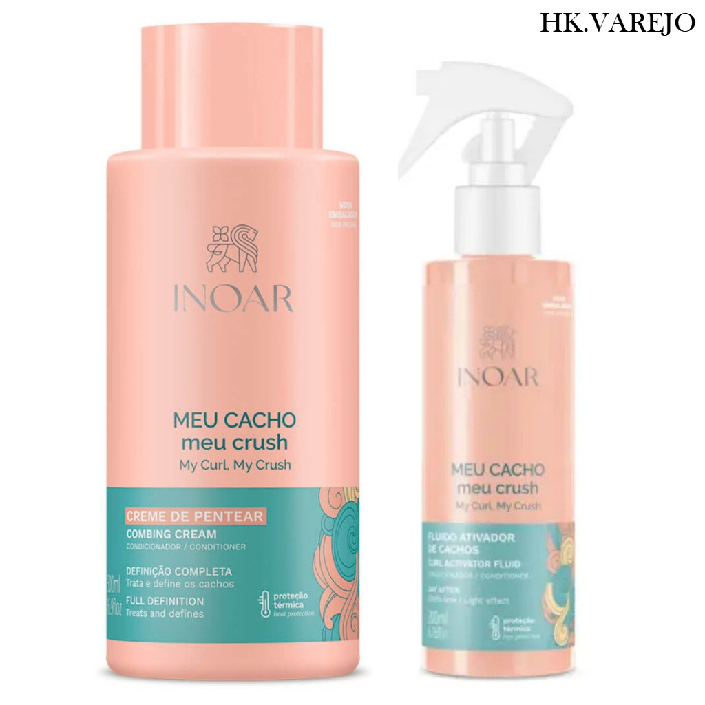 Kit Inoar Meu Cacho Meu Crush Creme para Pentear 500ml+Fluido Ativador de Cachos 200ml