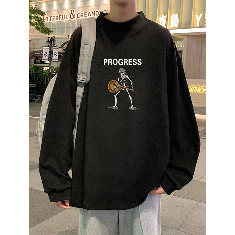 Camisa de fundo de veludo alemão dupla face masculina de manga comprida gola meia alta outono inverno novo estilo americ