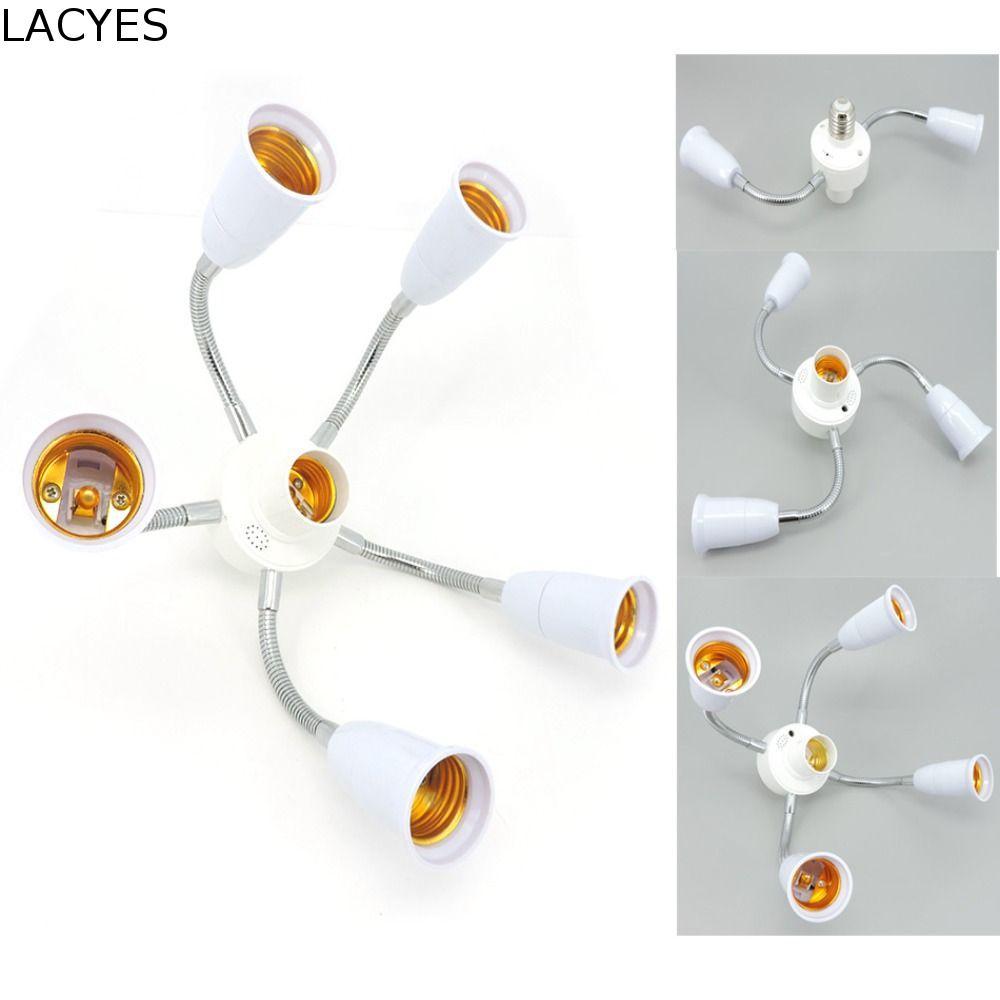 Divisor De Soquete De Luz LACYES E27 , Conversor De Suporte De Lâmpada E27 Flexível E27 Para Branco 2/3/4/5 Cabeças