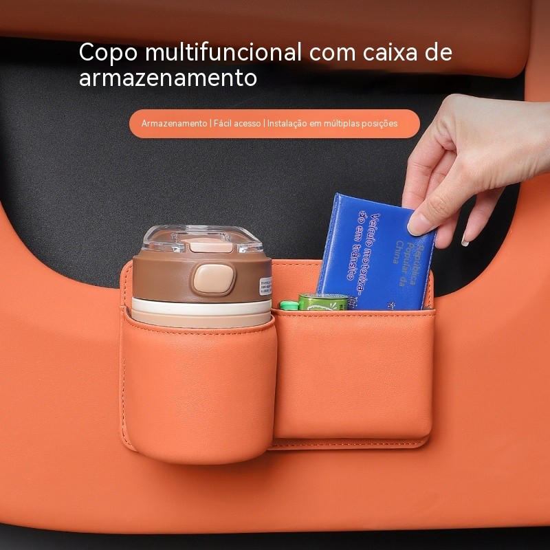 Porta-copos para porta do carro, caixa de armazenamento para encosto de banco do carro, armazenamento interno para cartõ