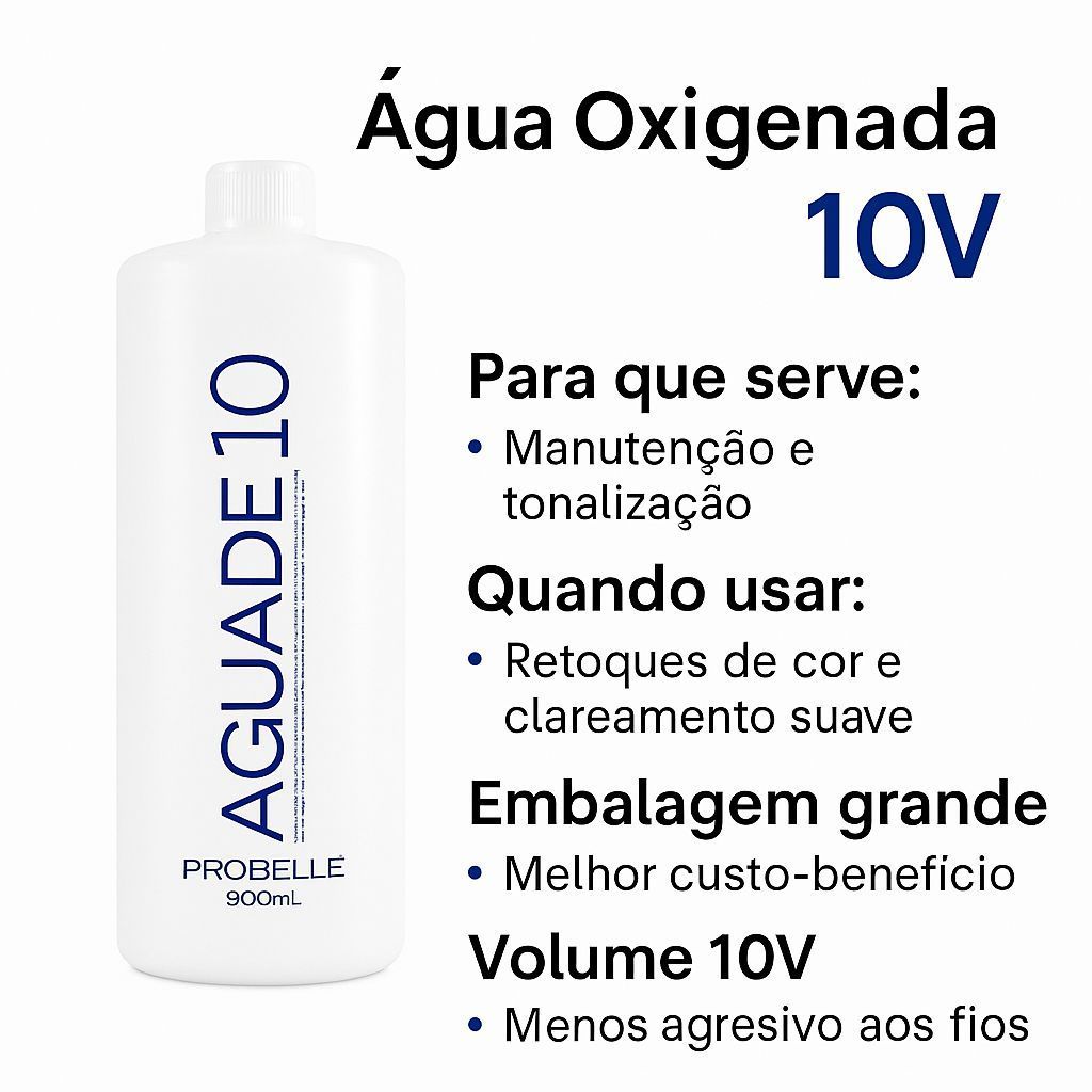 Agua Oxigenada de 10 Volumes 900ml Probelle Escolha a Quantidade