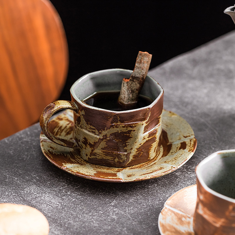 Japonês Retro xícara de café pires combinação conjunto artesanal chá da tarde xícara de chá de alto valor caneca de cerâ