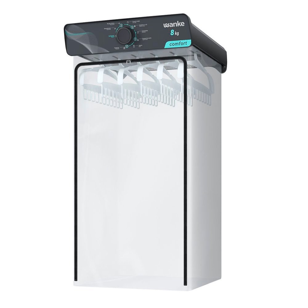 Secadora de Roupas de Parede 8kg Com Design Dobrável e Cabide Multifuncional Wanke Grafite 110V