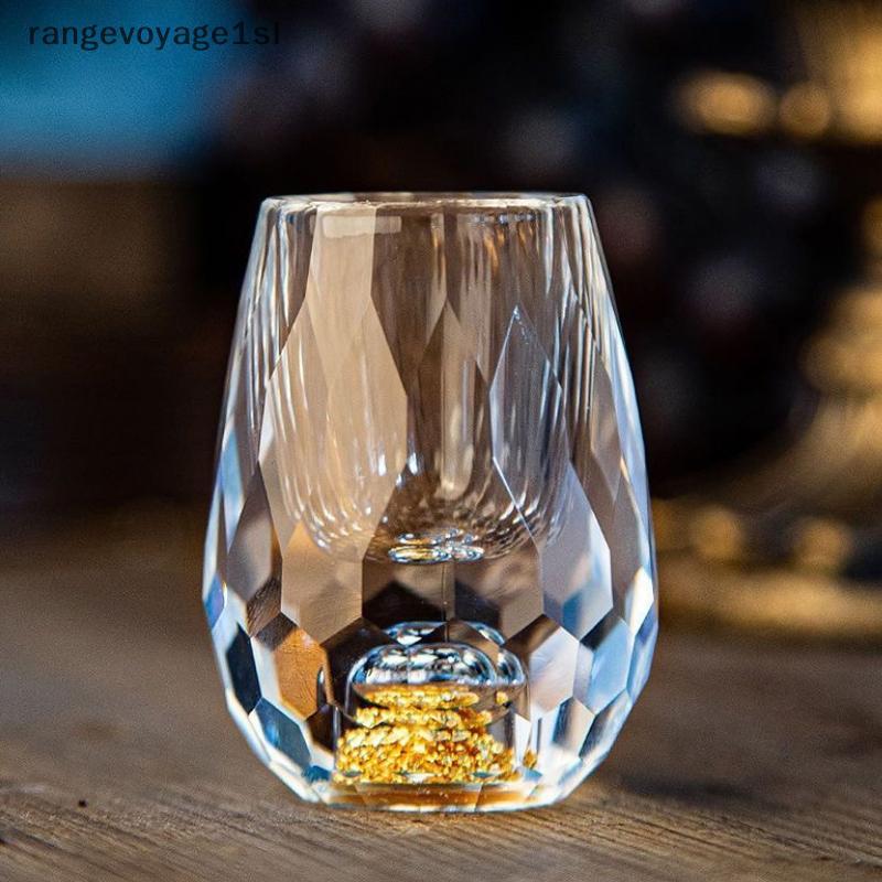 [rge] Luxo Cristal De Vidro Vodka Saquê Shochu Barra Licor Fundo Duplo Folha De Ouro Copo De Chá Presentes De Alta Quali