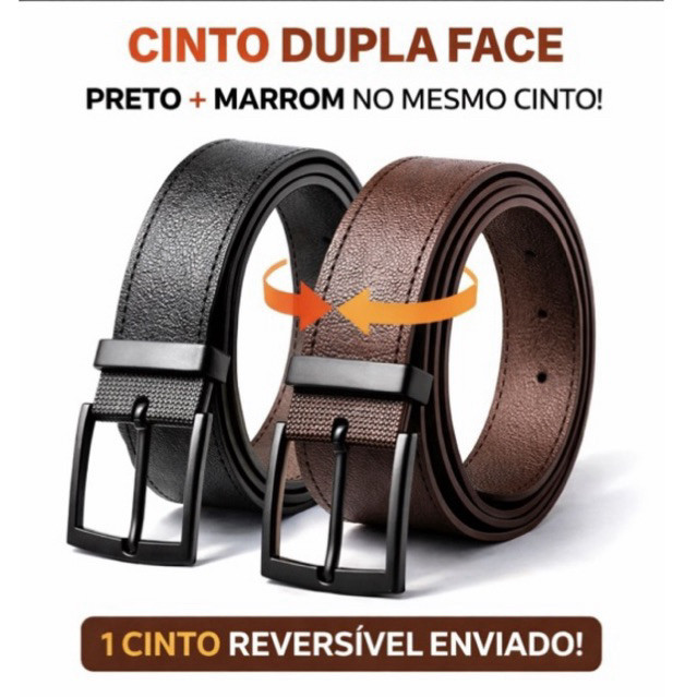 Cinto masculino Dupla face premium preto e marrom com  (fivela preto luxo)! Oferta.