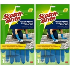 Kit com 2 Pares de Luva Limpeza Pesada SCOTCH Brite TAM G Azul 3M