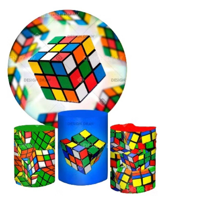 Trio Capas Cilindro + Painel Veste Fácil Tema Colorido Cubo Mágico 3x3 | Rapido Envio