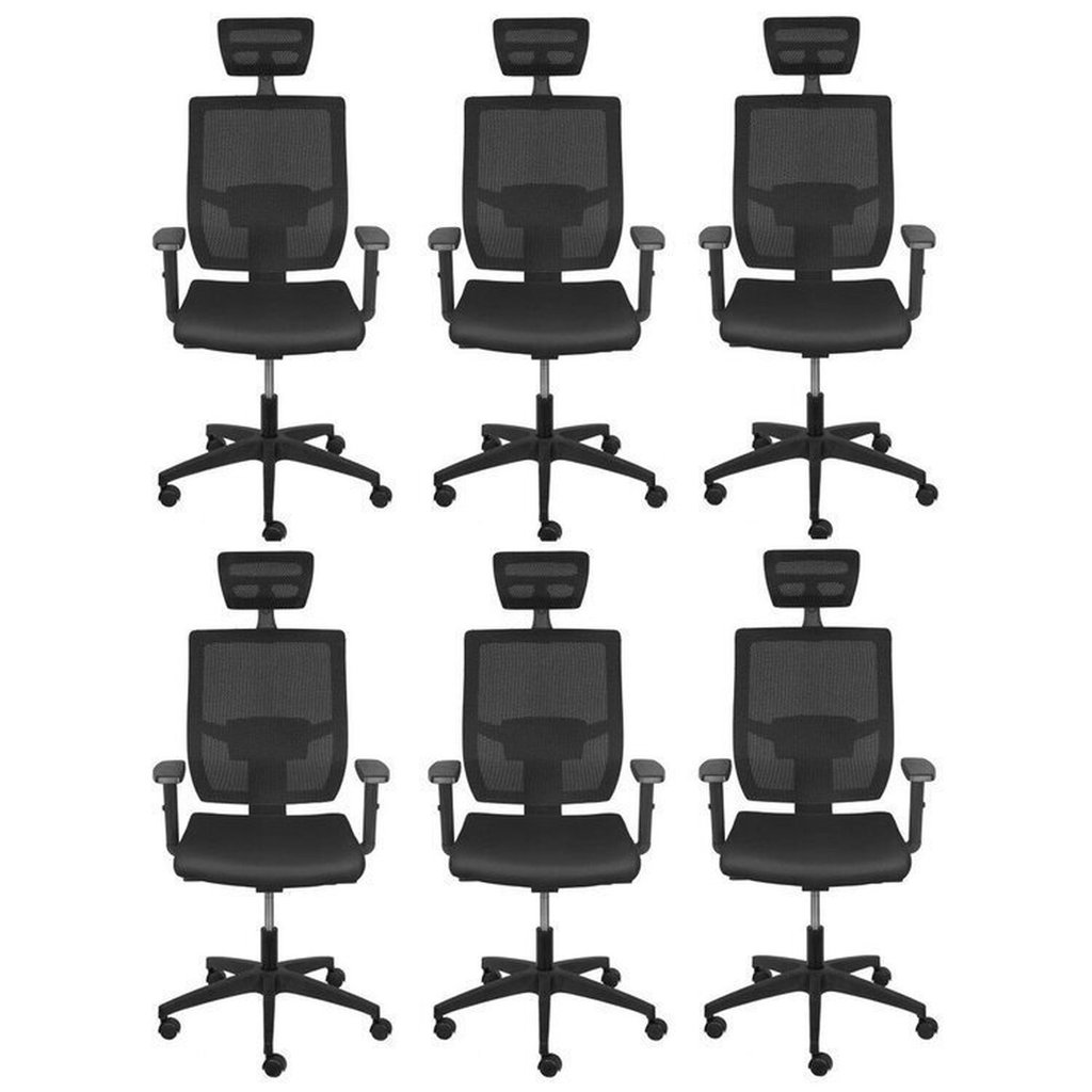 Kit 6 Cadeiras Escritório Presidente Ergonômica Nr17 Atenas Cadeira Presidente